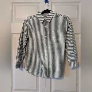3/$15! Kids Old Navy Green & White Striped Dress Shirt